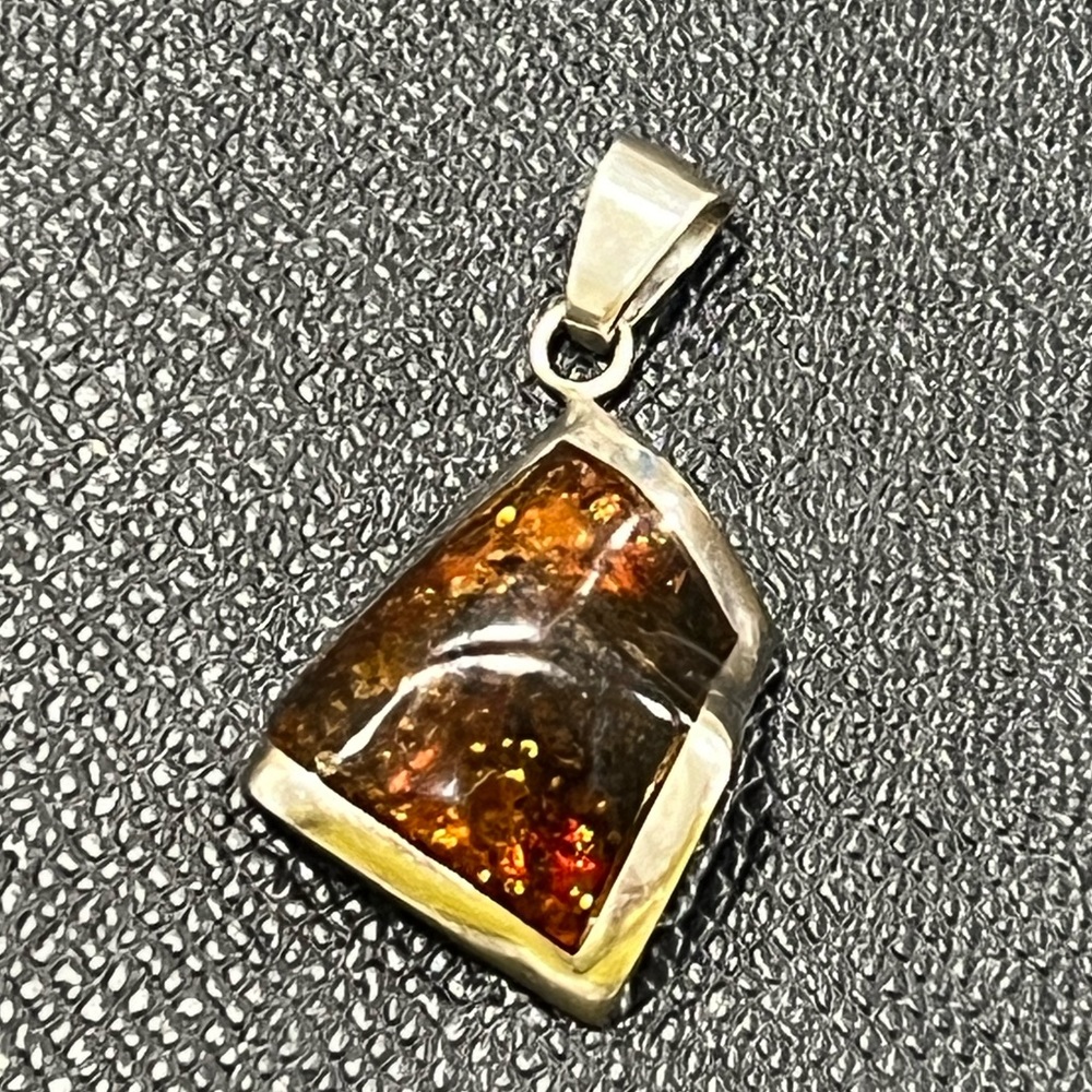 Sterling silver and amber pendant from Mexico